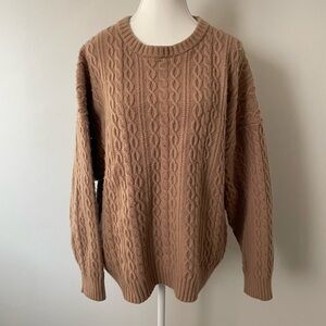 Aritzia Sunday Best Peggy Sweater Cable Knit Merino Wool Blend Beige Size Large